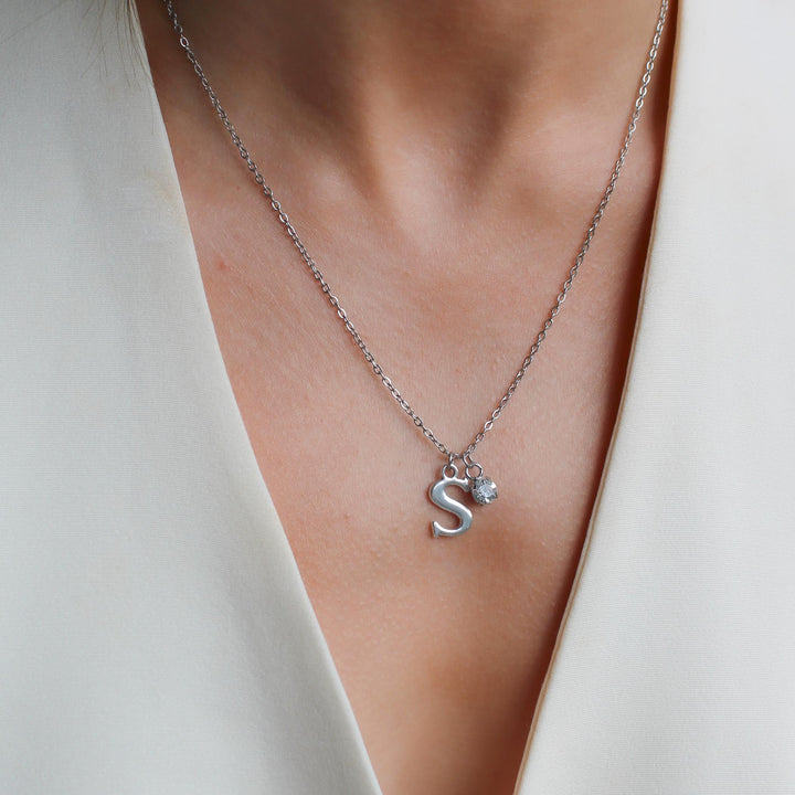 Initial and Birthstone Fine Chain Necklace