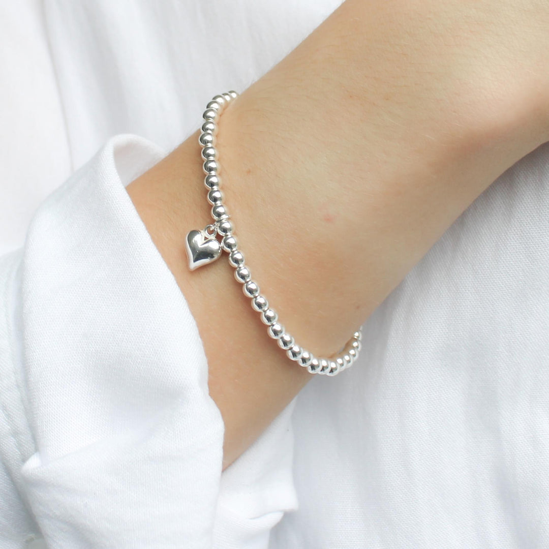 Sterling Silver Mia Heart Beads Bracelet