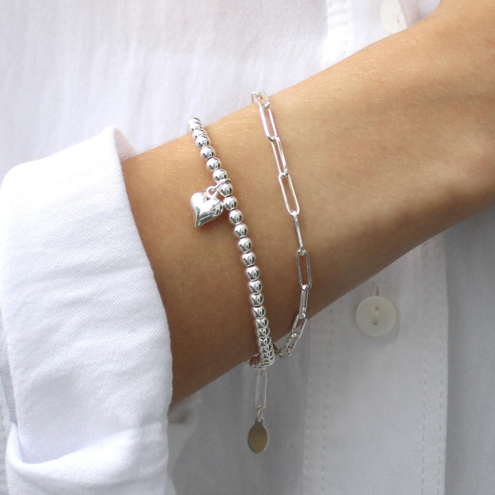 Sterling Silver Mia Heart Beads Bracelet