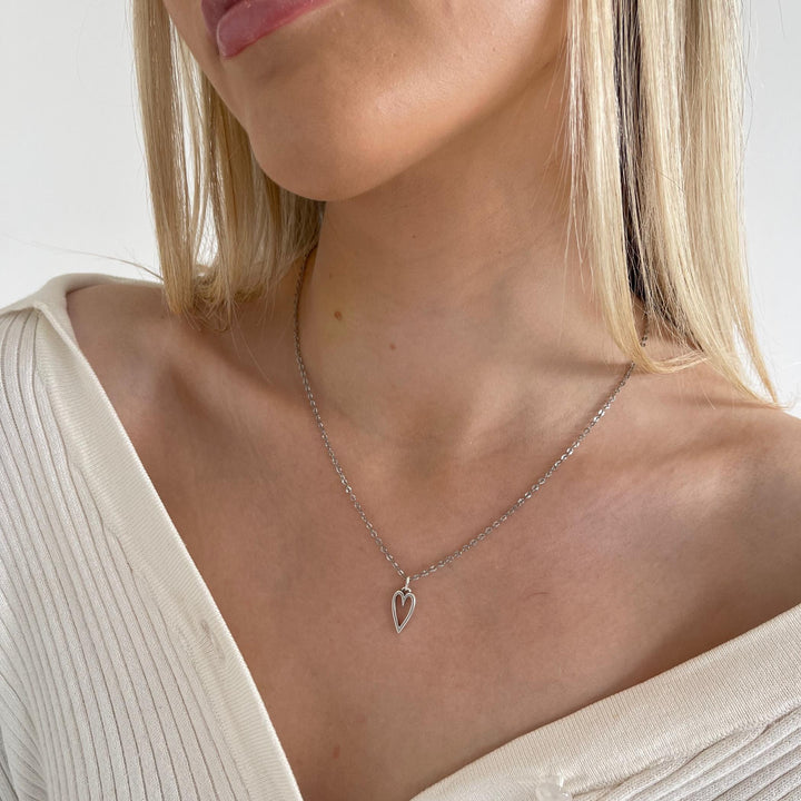 Open Heart Fine Chain Necklace