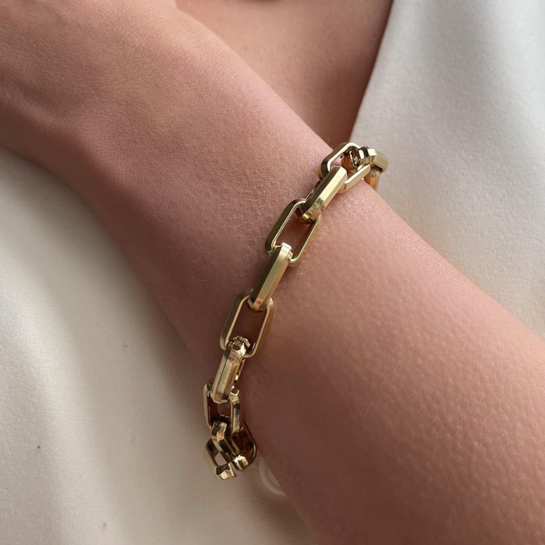 Square Link Bracelet, Gold