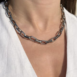 Square Link Necklace, Silver