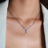 Freya Initial & Birthstone Necklace, Silver