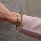 Celine Heart Bracelet & Earrings Bundle, Gold