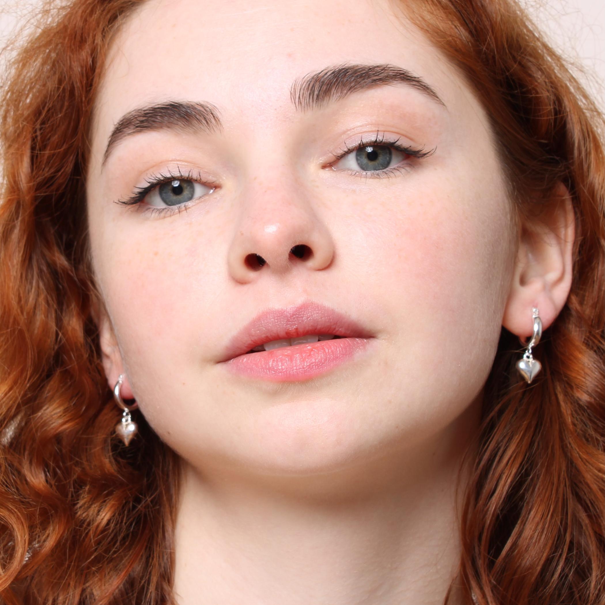 Sterling Silver Mia Heart Huggie Hoops
