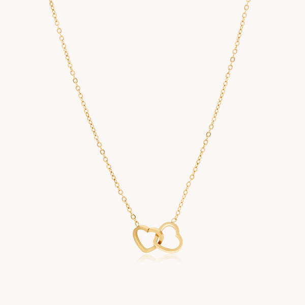 Interlinked Heart Dainty Necklace in Gold