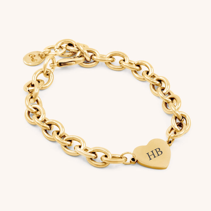 Isabella Heart Personalised Chunky Bracelet, Gold