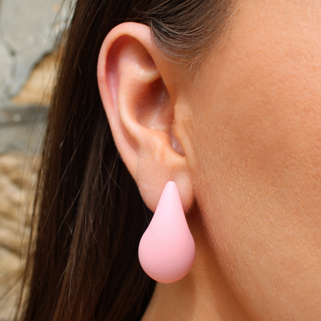 Large Teardrop Stud Earrings, Pink