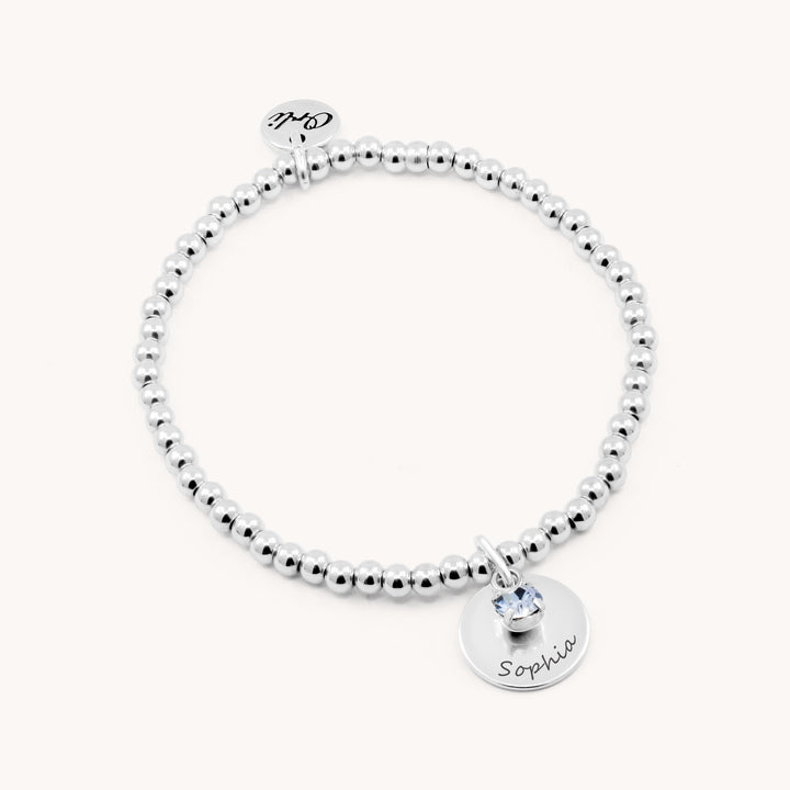 Lily Personalised Birthstone Beads Bracelet, Silver