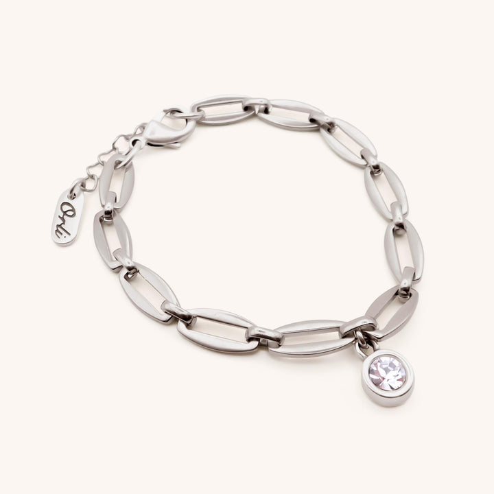 Long Link Birthstone Bracelet, Silver