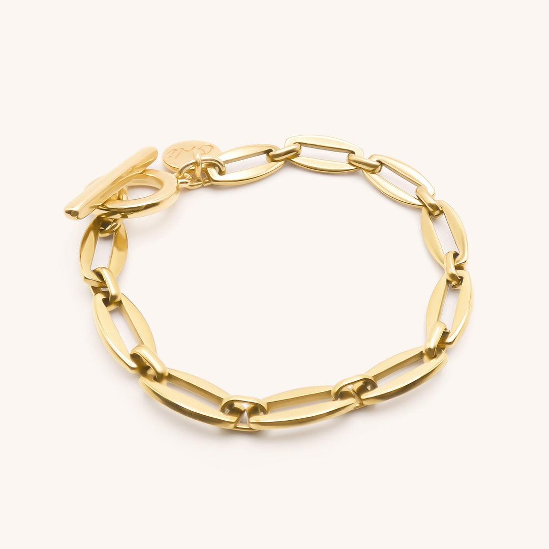 Long Link T-Bar Bracelet, Gold