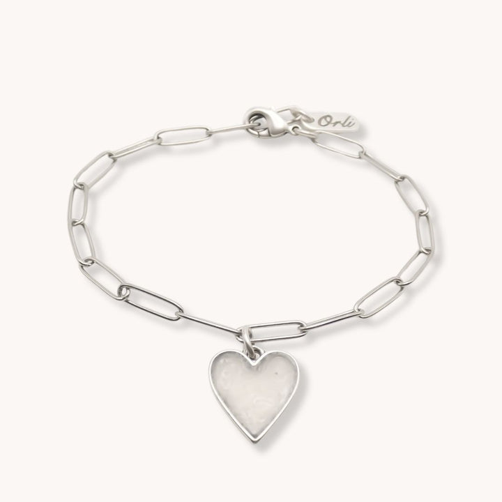 Marble Heart Paperclip Chain Bracelet