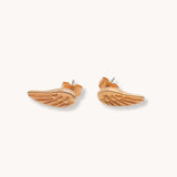 Mini Angel Wing Stud Earrings, Rose gold