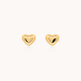 Mini Heart Stud Earrings, Gold