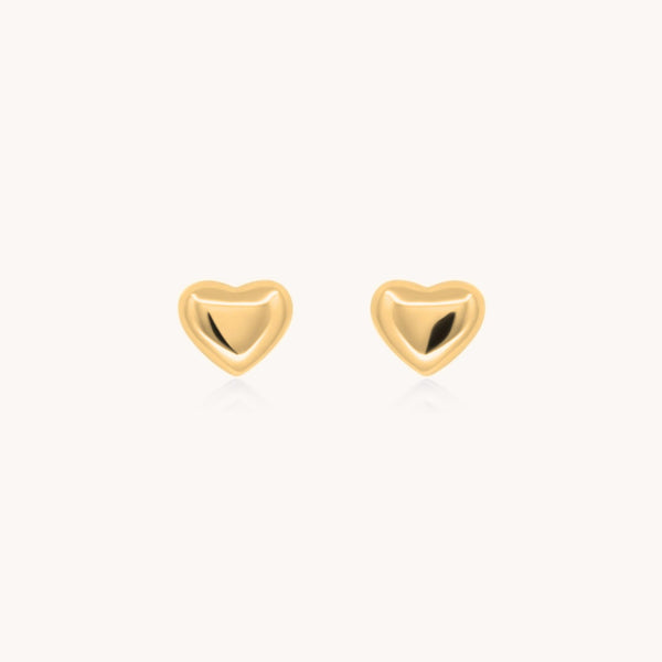 Mini Heart Stud Earrings, Gold