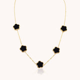 Black Multi Clover Necklace, Gold
