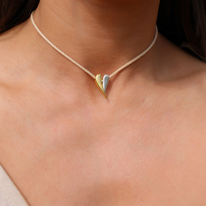 Nude Cord Choker Necklace, Silver and Gold