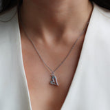 Open Curved Heart Fine Chain Necklace, Silver
