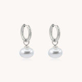 Orb Pearl Hoops, Silver