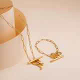 Gracie Initial & Birthstone T-Bar Necklace, Gold