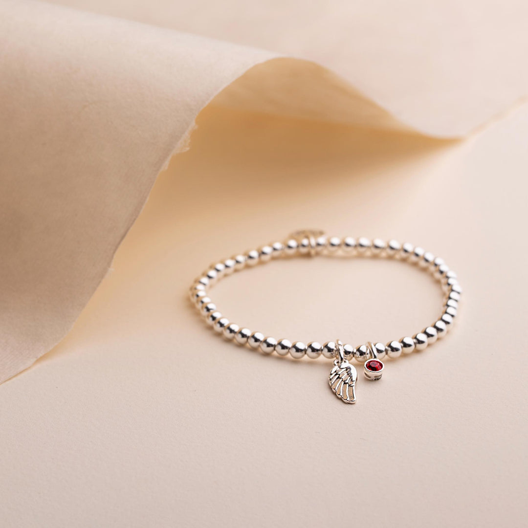Angel Wing & Birthstone Beads Bracelet