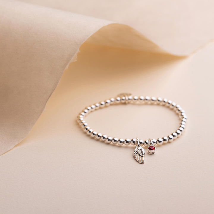 Angel Wing & Birthstone Beads Bracelet