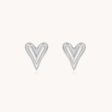 Celine Heart Stud Earrings, Silver