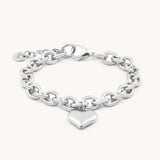 Chloe Heart Chunky Bracelet, Silver