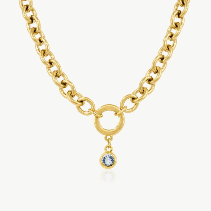 Chunky Birthstone Necklace, Gold