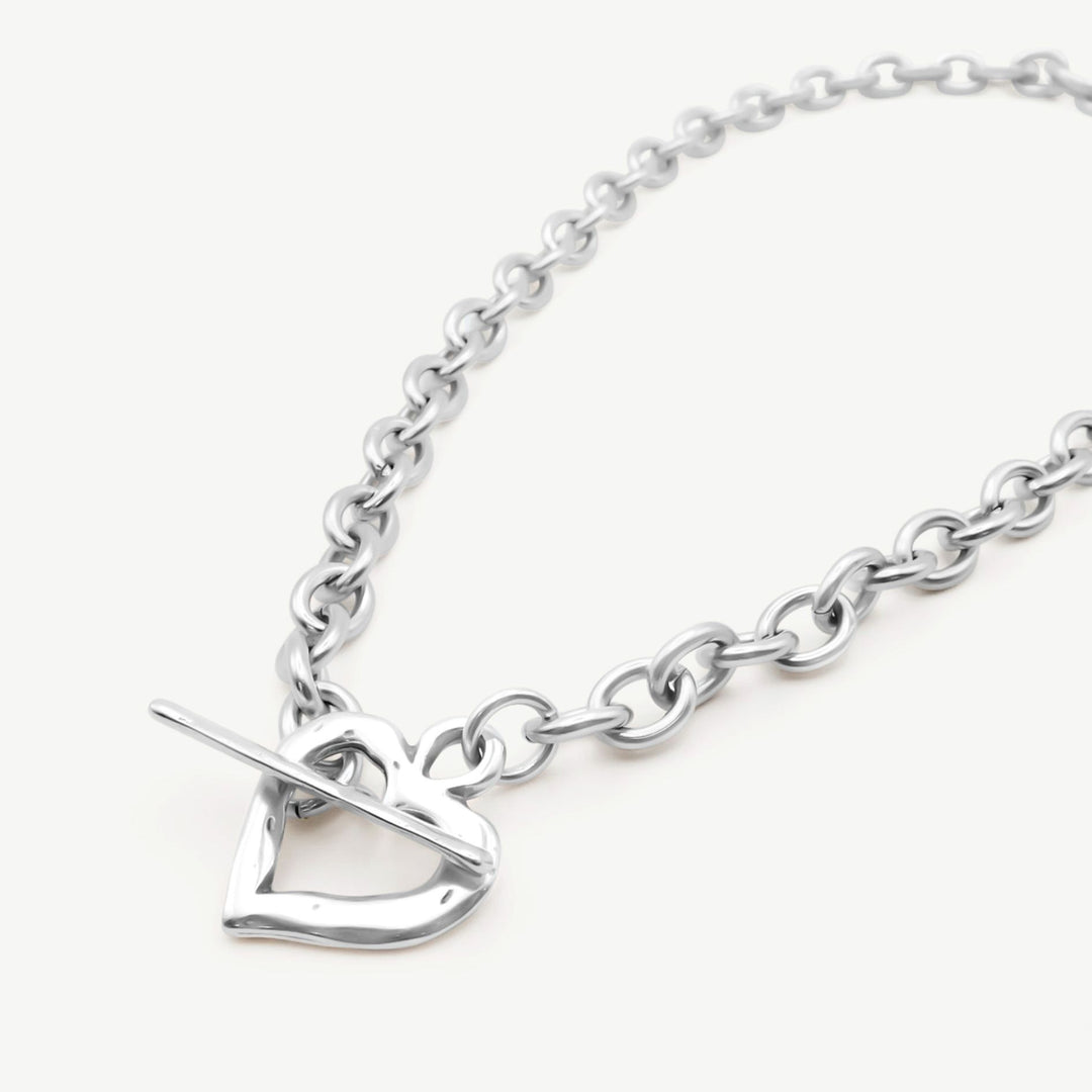 Hammered Heart T-Bar Necklace