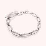 Long Link T-Bar Bracelet, Silver