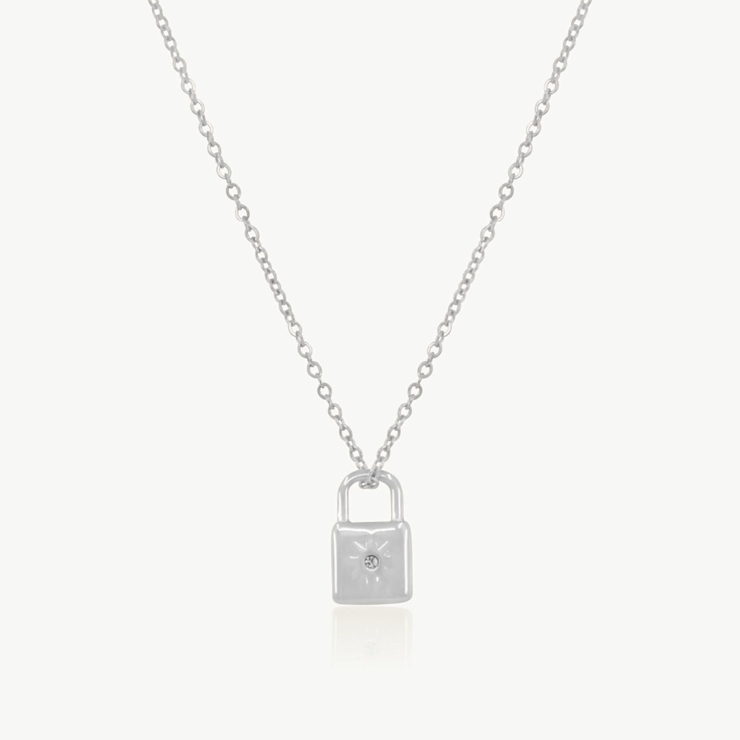 Padlock Starburst Necklace, Silver