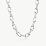 Square Link Necklace, Silver