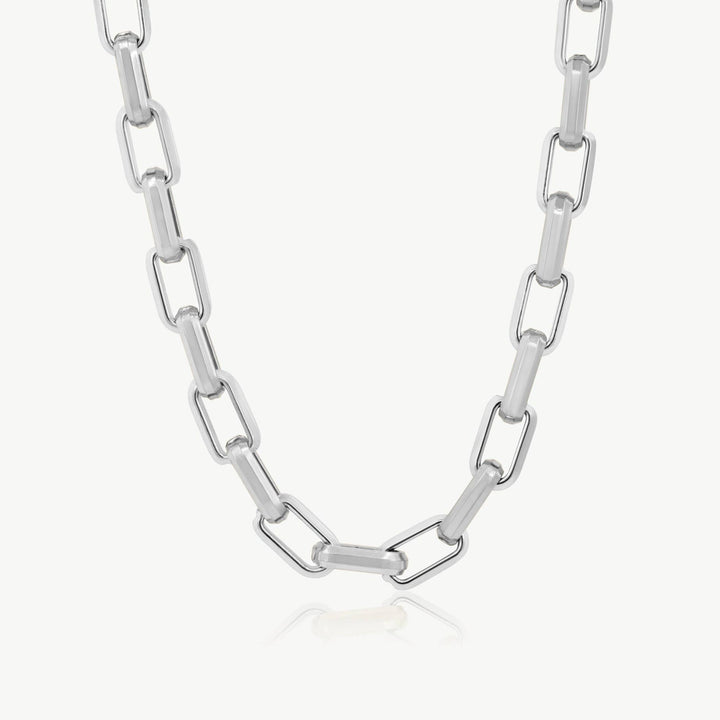 Square Link Necklace, Silver