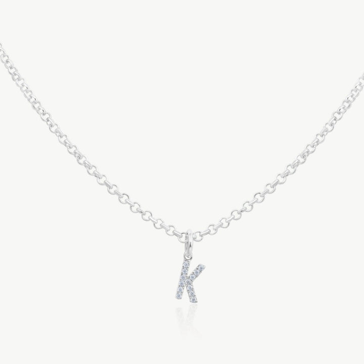 Sterling Silver Mini Crystal Initial Necklace