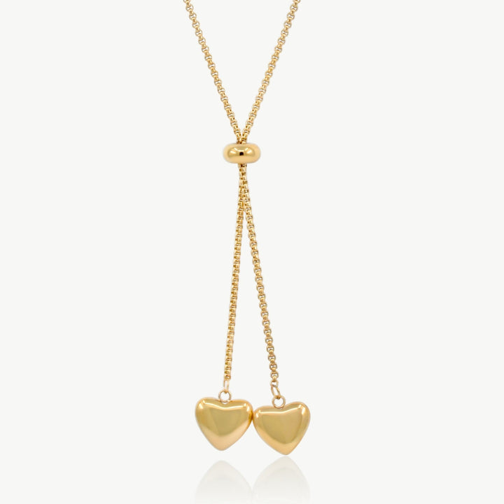 Twin Hearts Adjustable Necklace, Gold