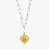 Two Tone Heart Paperclip Necklace