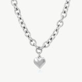 Chloe Heart Chunky Necklace, Silver