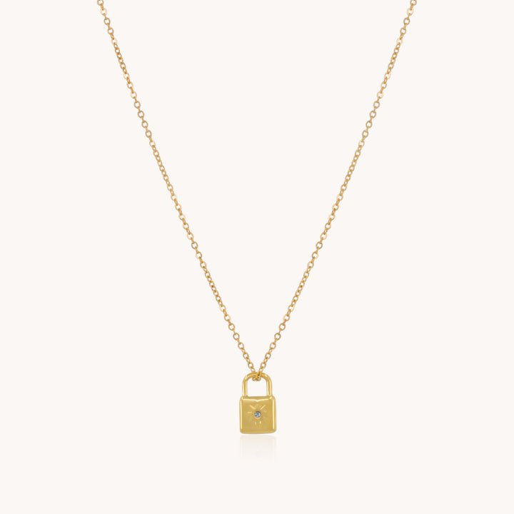 Padlock Starburst Necklace, Gold