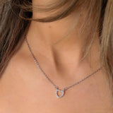 Mini Crystal Heart Necklace, Silver