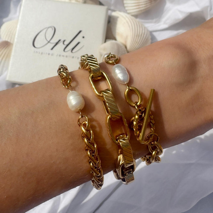 Pearl Accent Chain Bracelet, Gold