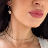 Heart & Pearl Huggie Hoops, Gold
