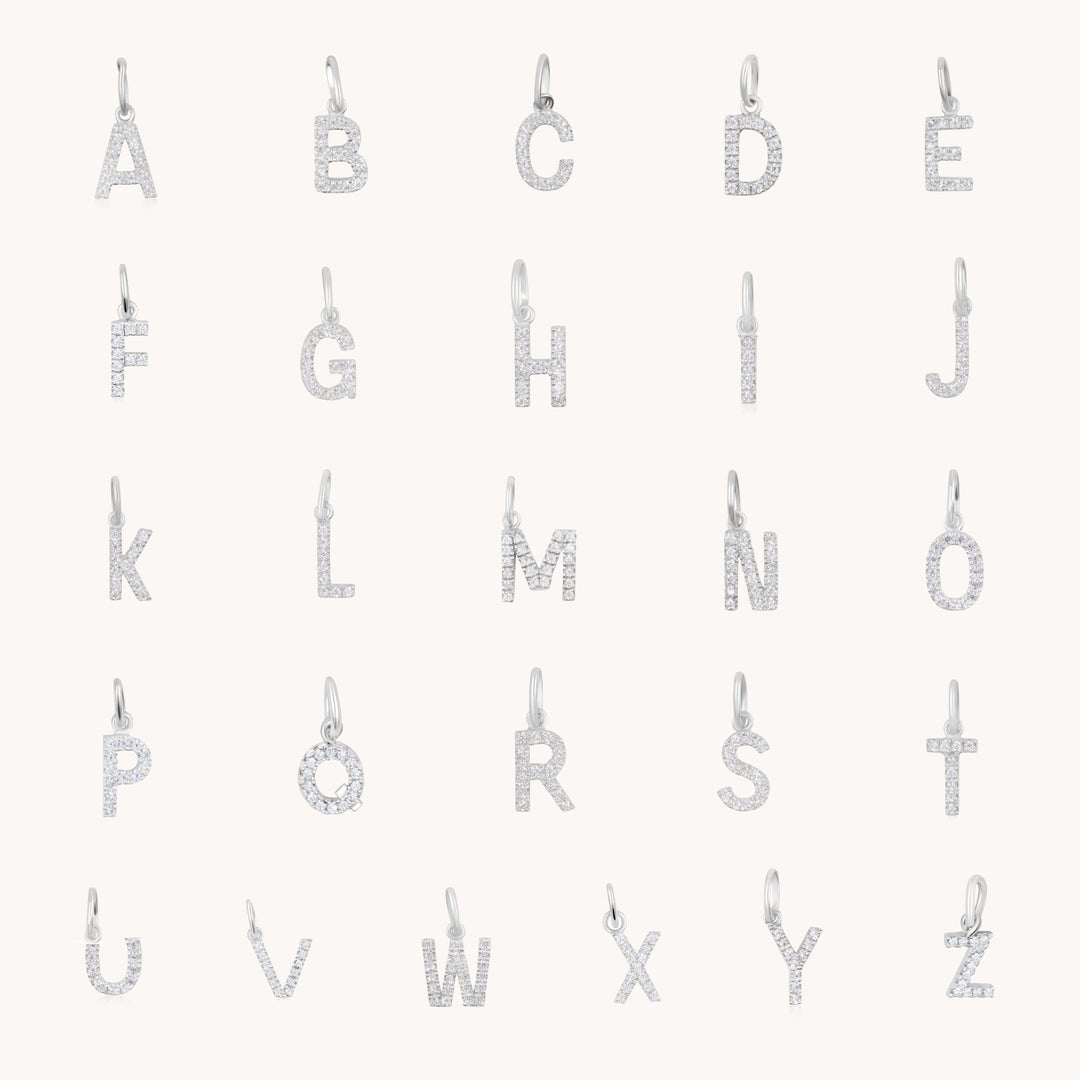 Sterling Silver Mini Crystal Initial Necklace