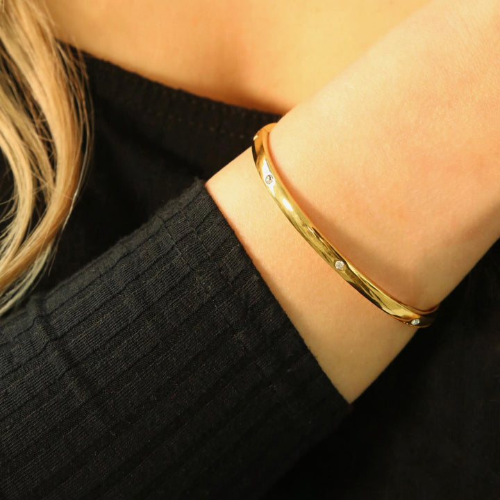 Slim Crystal Bangle, Gold