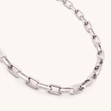 Square Link Necklace, Silver
