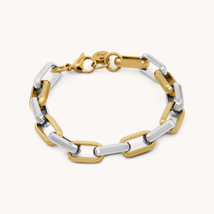 Square Link Two Tone Bracelet