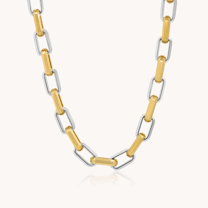 Square Link Two Tone Necklace