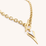 Hourglass Heart Chunky T-Bar Necklace, Gold & Silver