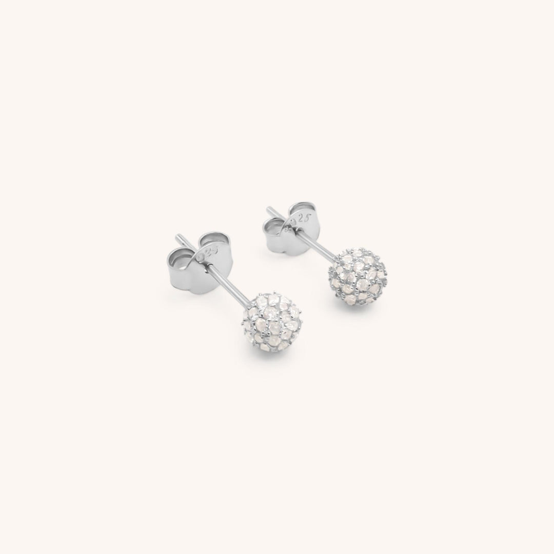 Sterling Silver Crystal Ball Stud Earrings