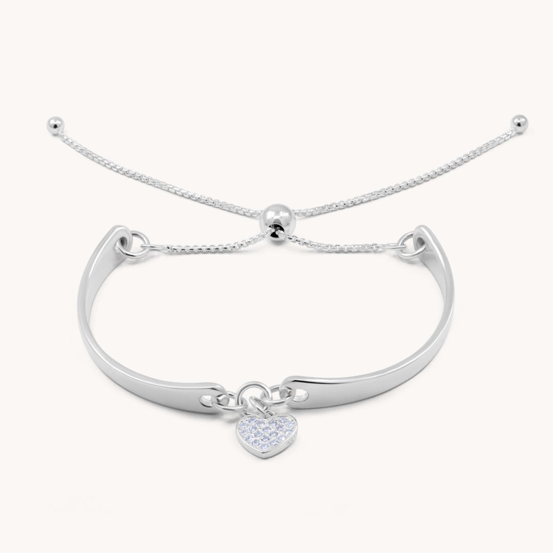 Sterling Silver Crystal Holly Heart Brangle